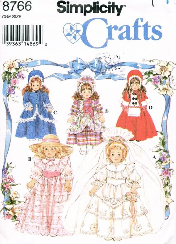 Simplicity Pattern 8766 Clothes for 1618 inch Dolls Wedding Gown 