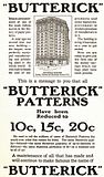 Butterick lowers the cost of patterns to 10¢, 15¢, 20¢ - 1905