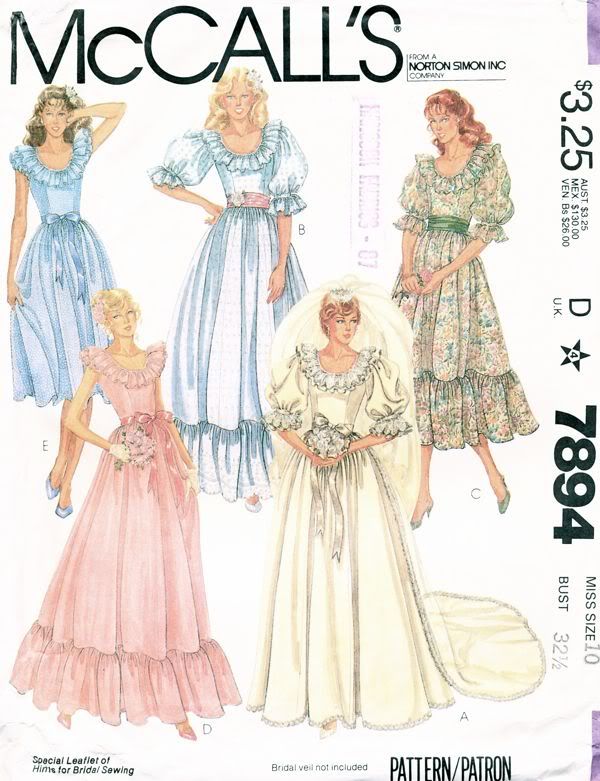 McCall's Pattern 7894 Vintage 80s Wedding Bridal Gown Bridesmaid Dresses