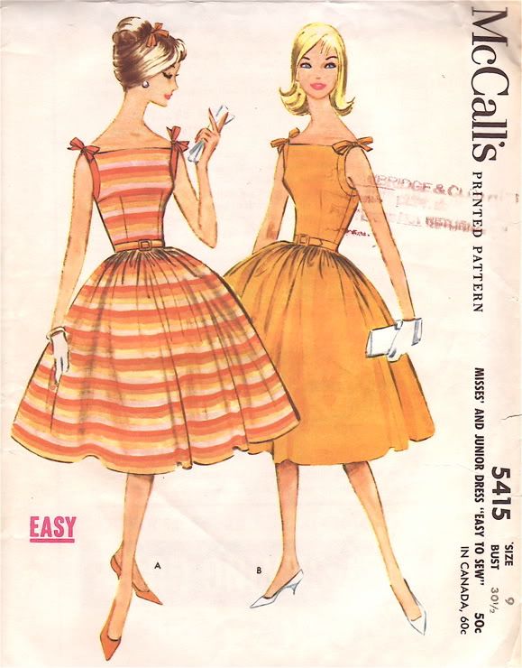 McCalls Pattern 5415 Vintage 60s Easy To Sew Sweet Summer Dress