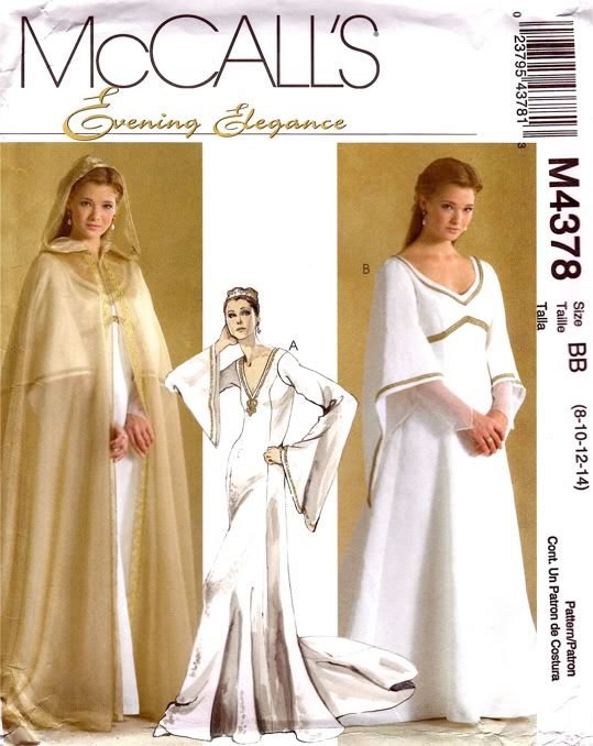 McCalls Pattern 4378 Evening Elegance Renaissance Wedding Gown and Cloak