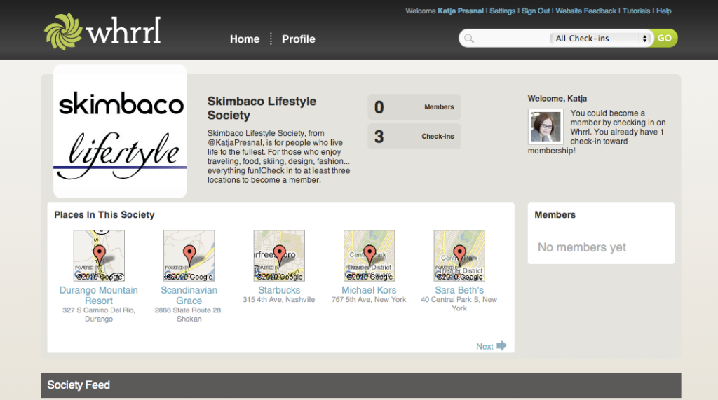 Whrrl, whrrl society, skimbaco lifestyle, location based communities, location based platform