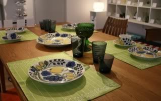 table setting, scandinavian dinner table setting, Iittala table setting, Arabia dishes, Finnish Table Setting, green table setting ideas