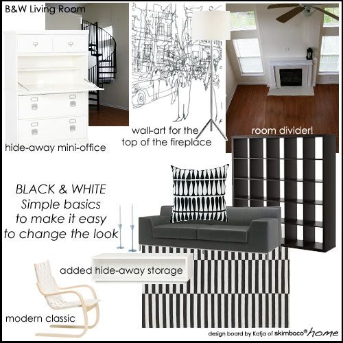 Ideas for My Modern Scandinavian Style Black & White Living Room ...