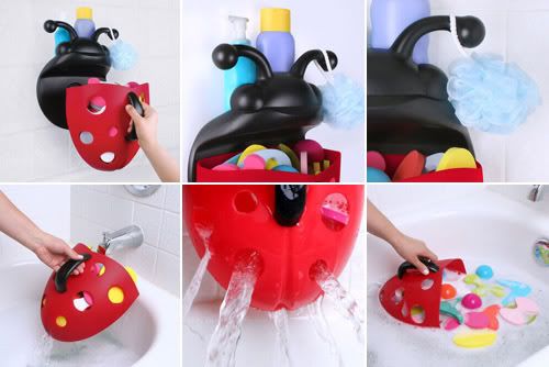 boon ladybug, boon pug pod, boon frog, boon modern baby products, bath frog, bath ladybug, storage for bath toys, bath toy holder ladybug, boon ladybug