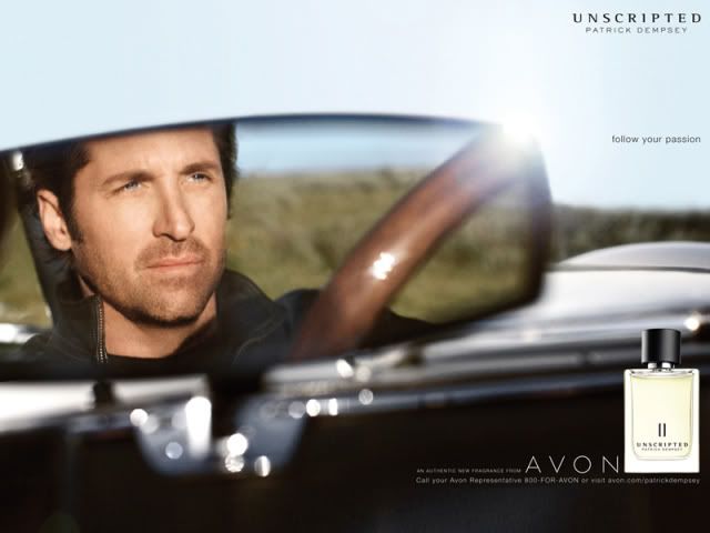 Patrick Dempsey, Patrick Dempsey fragrance, Patrick Dempsey Unscripted, Unscripted fragrance, perfume by Patrick Dempsey, avon patrick dempsey