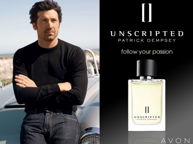 avon, Patrick Dempsey Perfume, Patrick Dempsey Unscripted, Partick Dempsey Scent, Partick Dempsey Fragrance, McDreamy, Grey's Anatomy