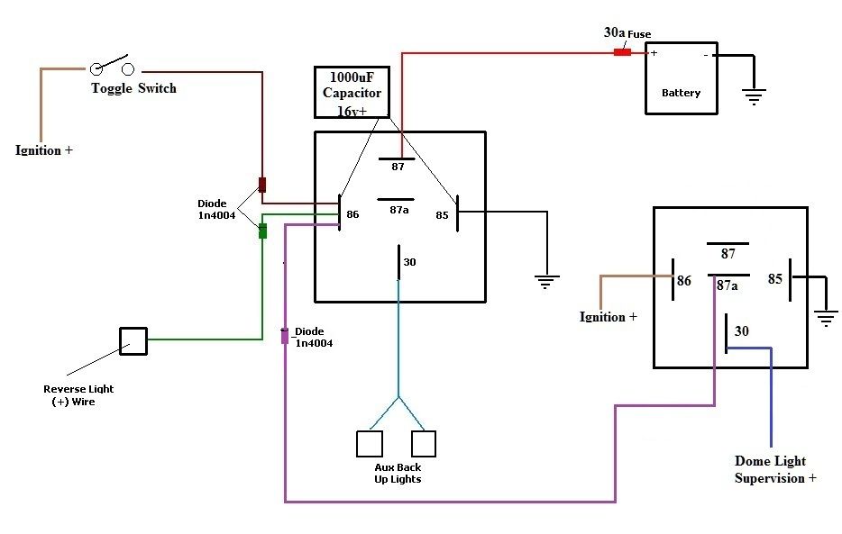 Back Up / Aux Reverse Lights Wiring Diagram All three turn on options