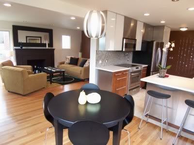 living room and kitchen interior design