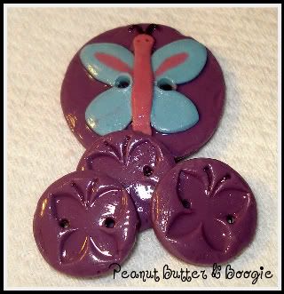 Purple Butterflies - 3 button set