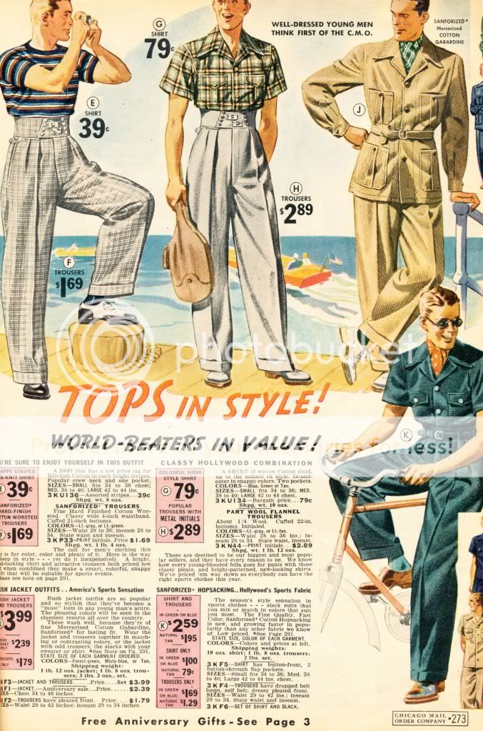 Order catalogs. Мужской стиль 1939 год. Морские брюки 1939.