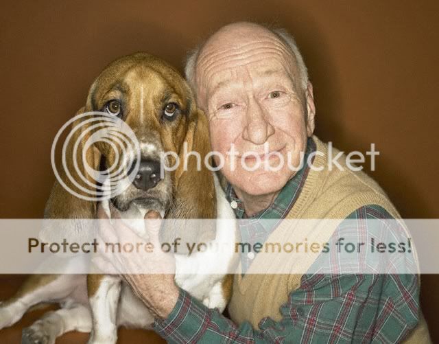 old man and basset