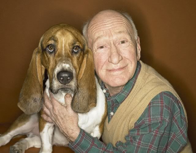 old man and basset